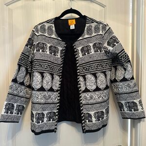 Ruby Rd. Black and White Elephant Paisley Blazer